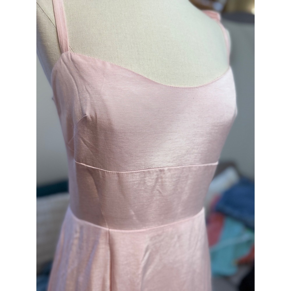 ML Monique Lhuillier Pink Faille Open Back Midi Dress 12 Bow Straps Cocktail - Picture 3 of 7